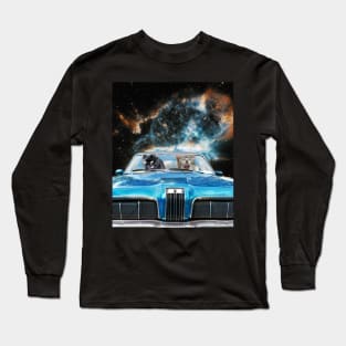 Space Galaxy Cats Driving Cat Car Long Sleeve T-Shirt